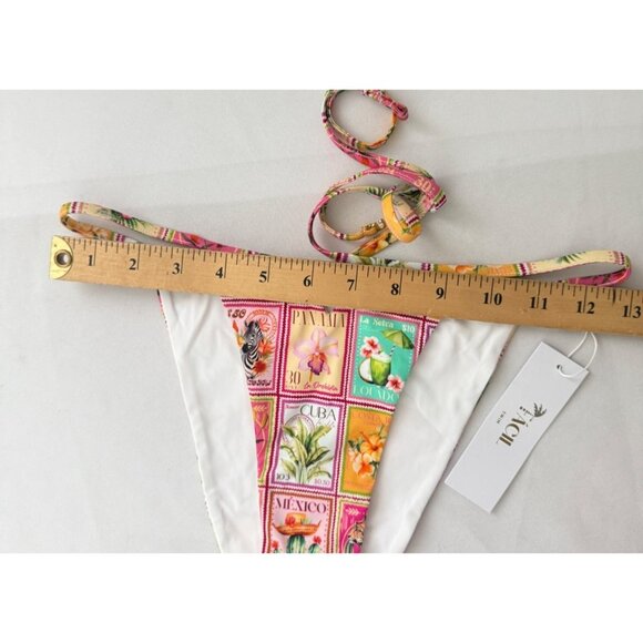 Facil BOMBON Tropical Postage Stamp Print Two-Piece Bikini Set Sz Sm - Picture 11 of 15